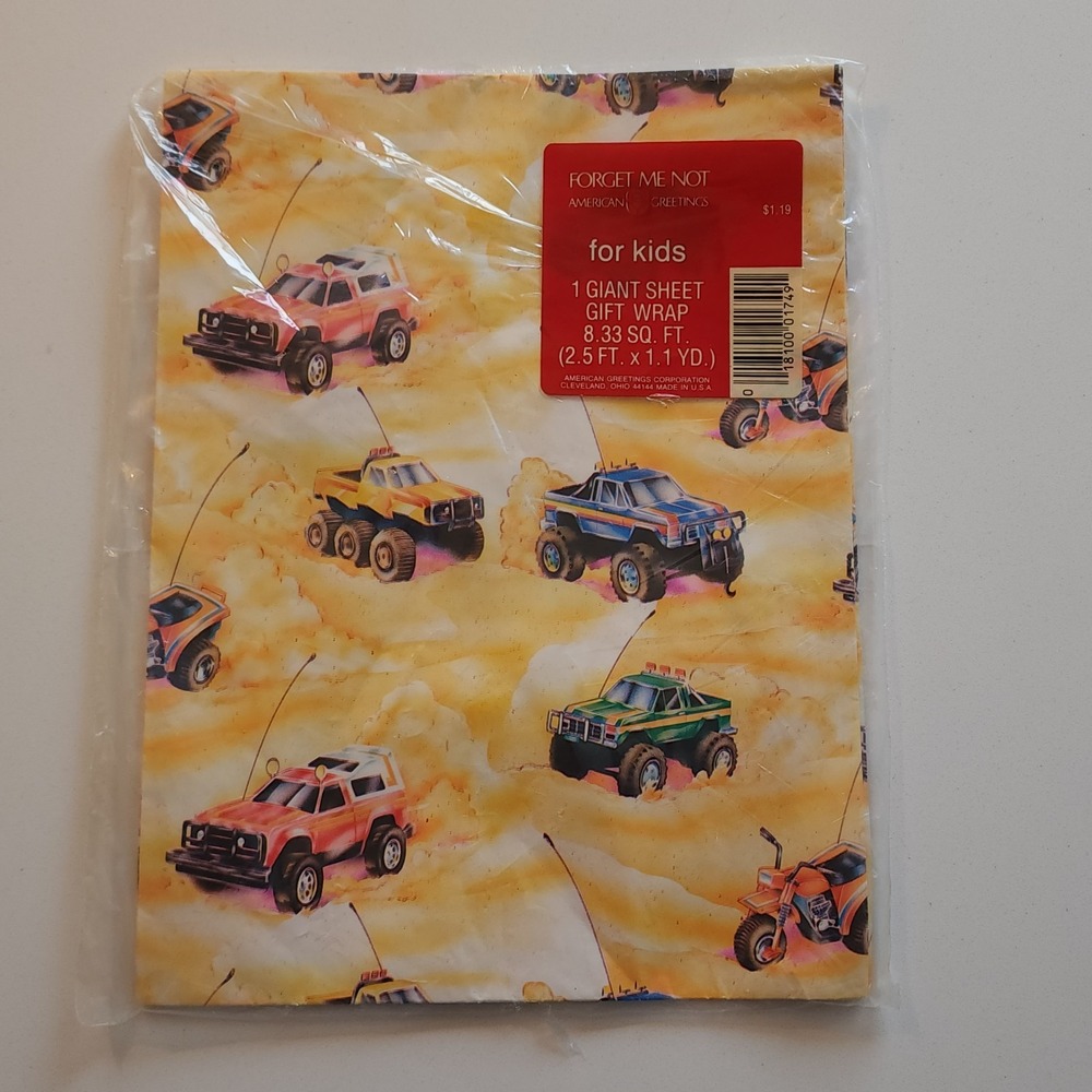 Gift Wrap Remote Control Trucks 3 Wheelers Forget Me Not American Greetings Kids